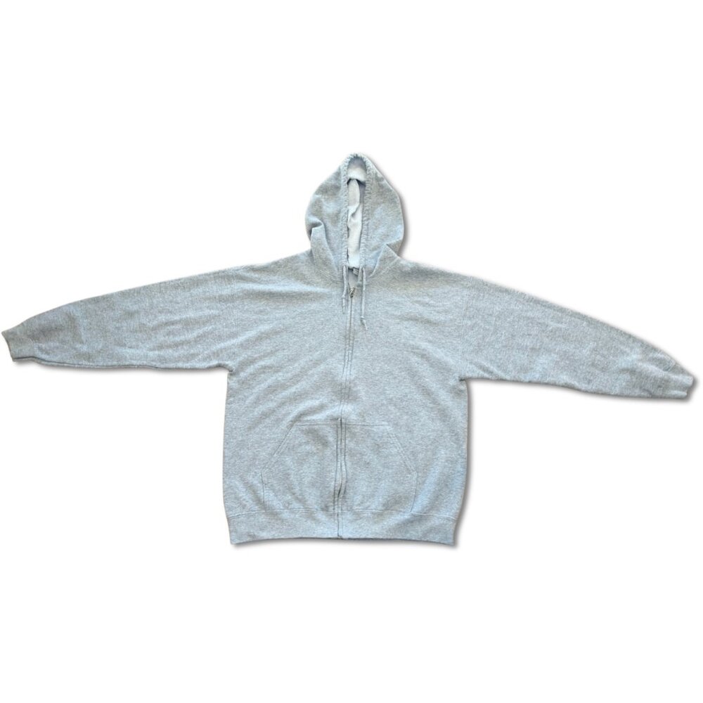 Gildan Grey Zip Hoodie | Men’s L | Casual Streetwear